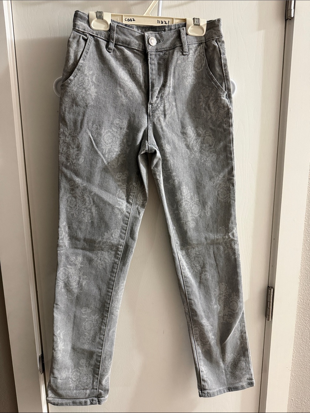 Kids' Gray Floral-Print Jeans